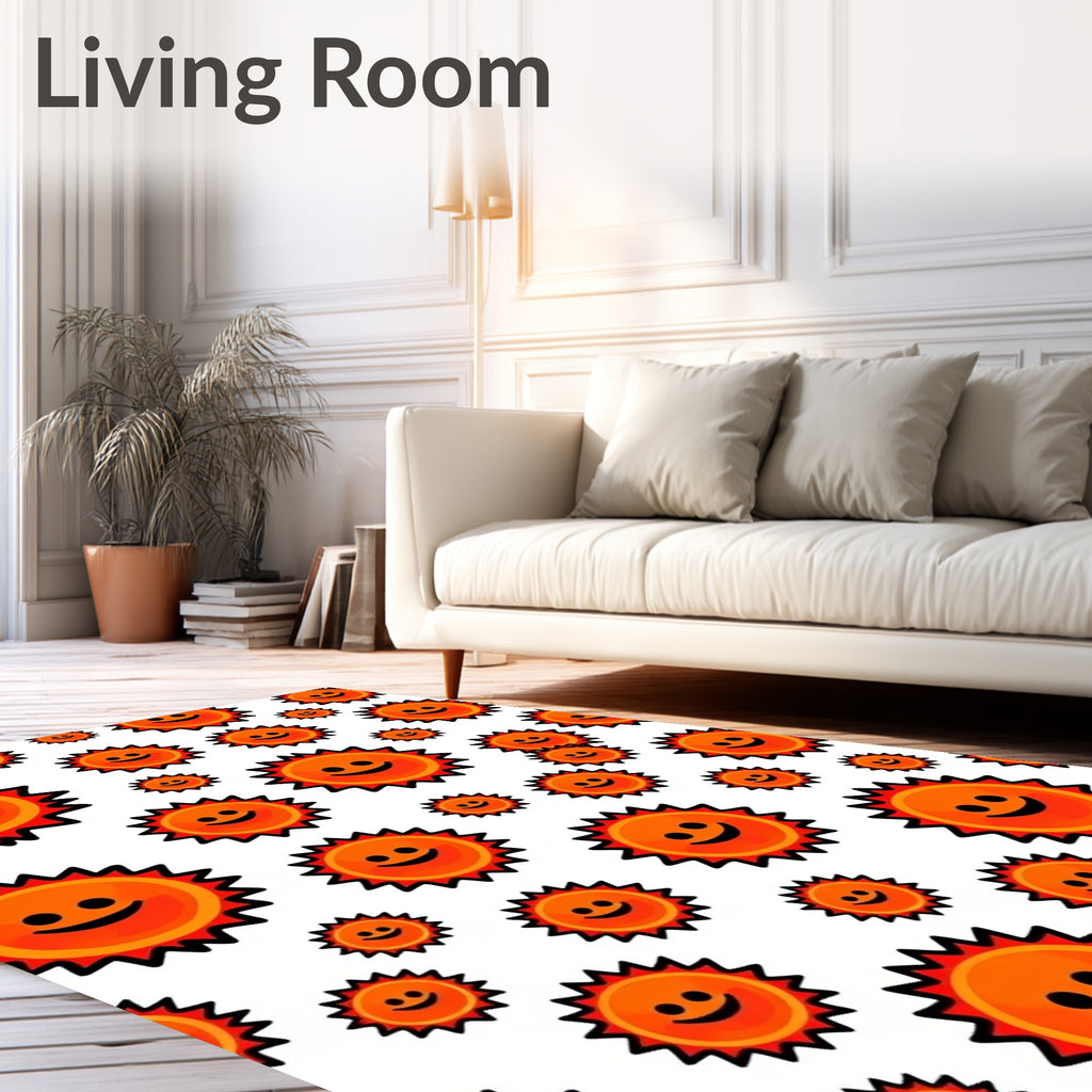 Happy Sun Faces Pattern Rug