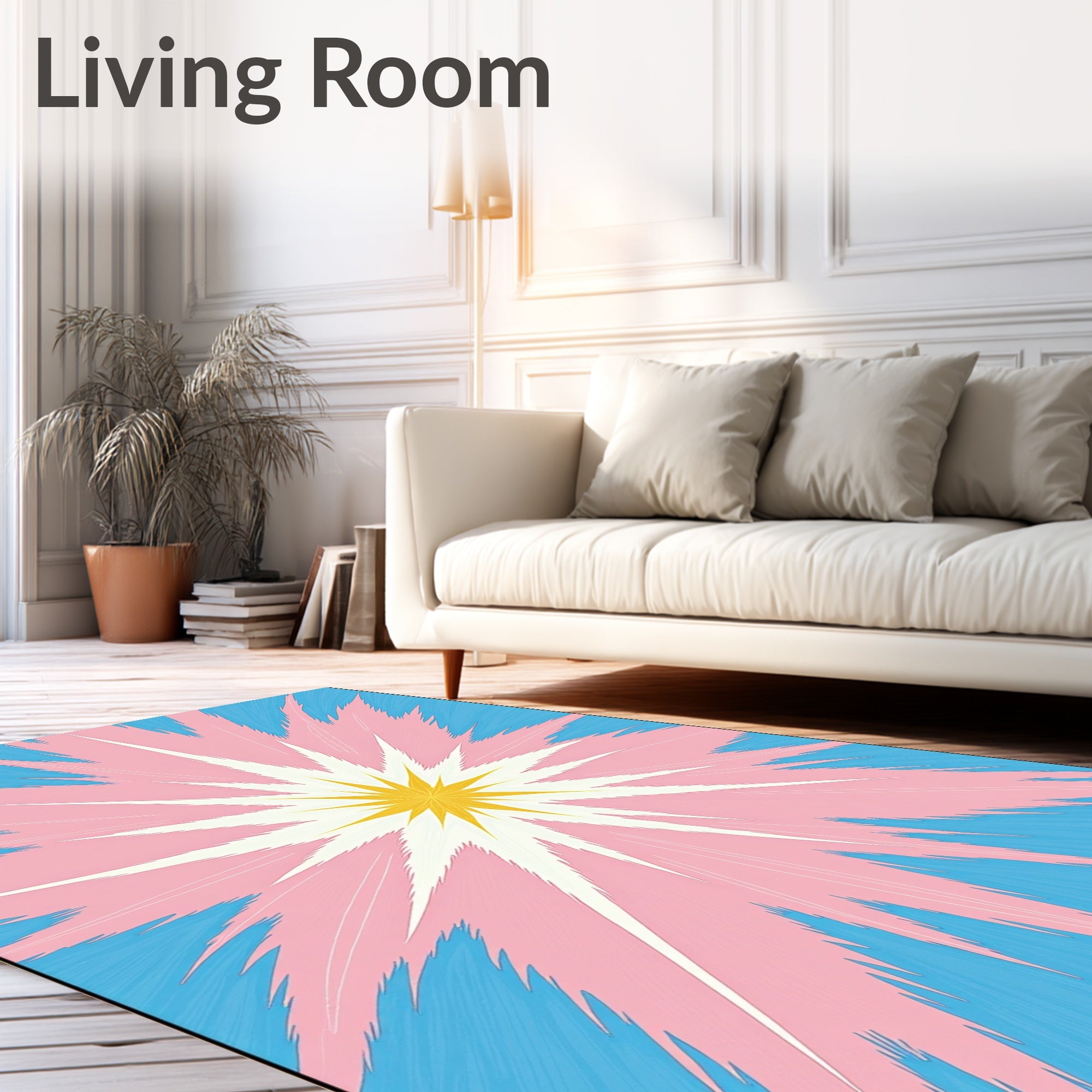 Radiant Burst Geometric Pink Blue Rug