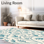 Botanical Vining Pattern With A Teal Hue Rug