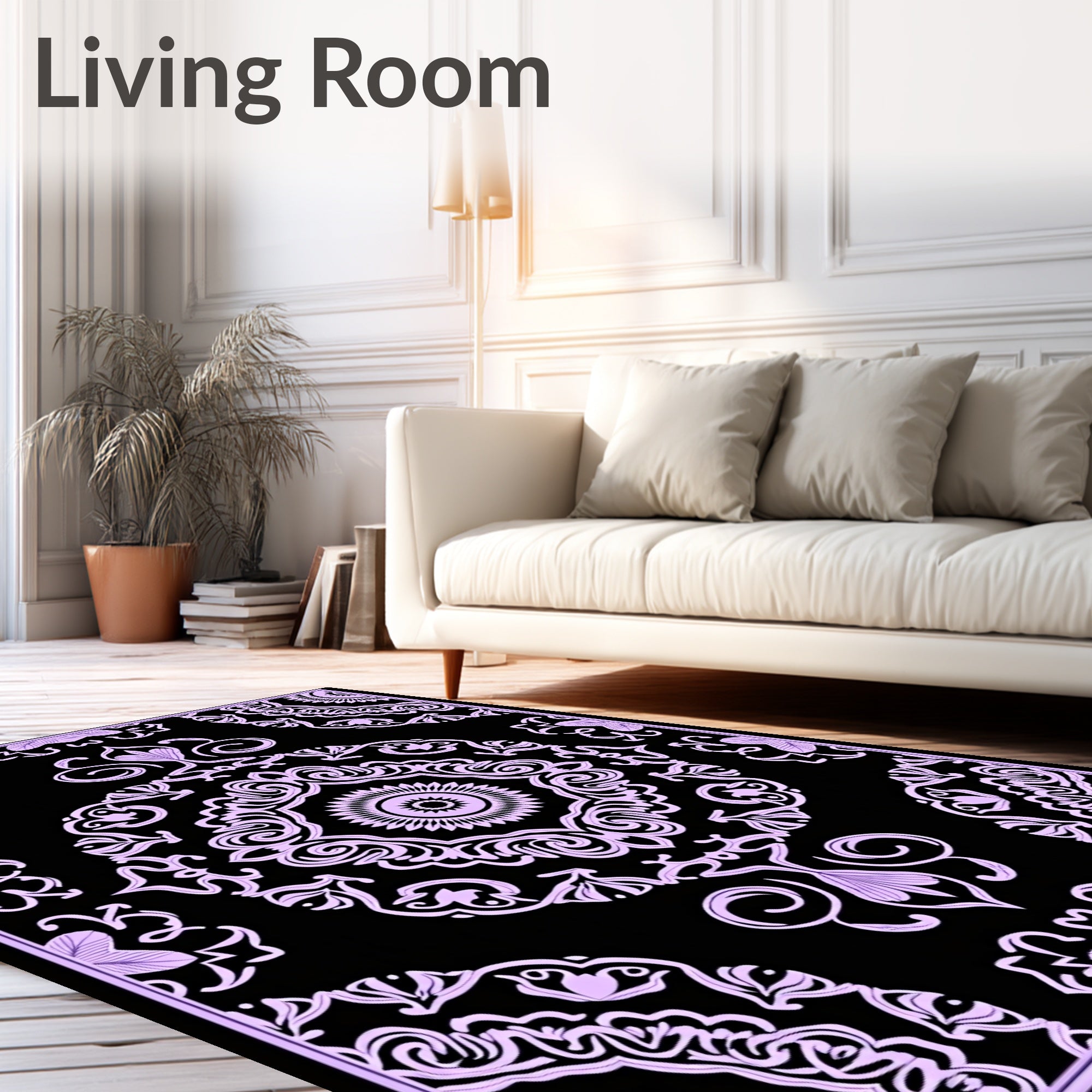 Ornate Lavender Mandala Pattern Rug