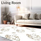 Brown Whimsical Winter Pine Snowflakes Rug