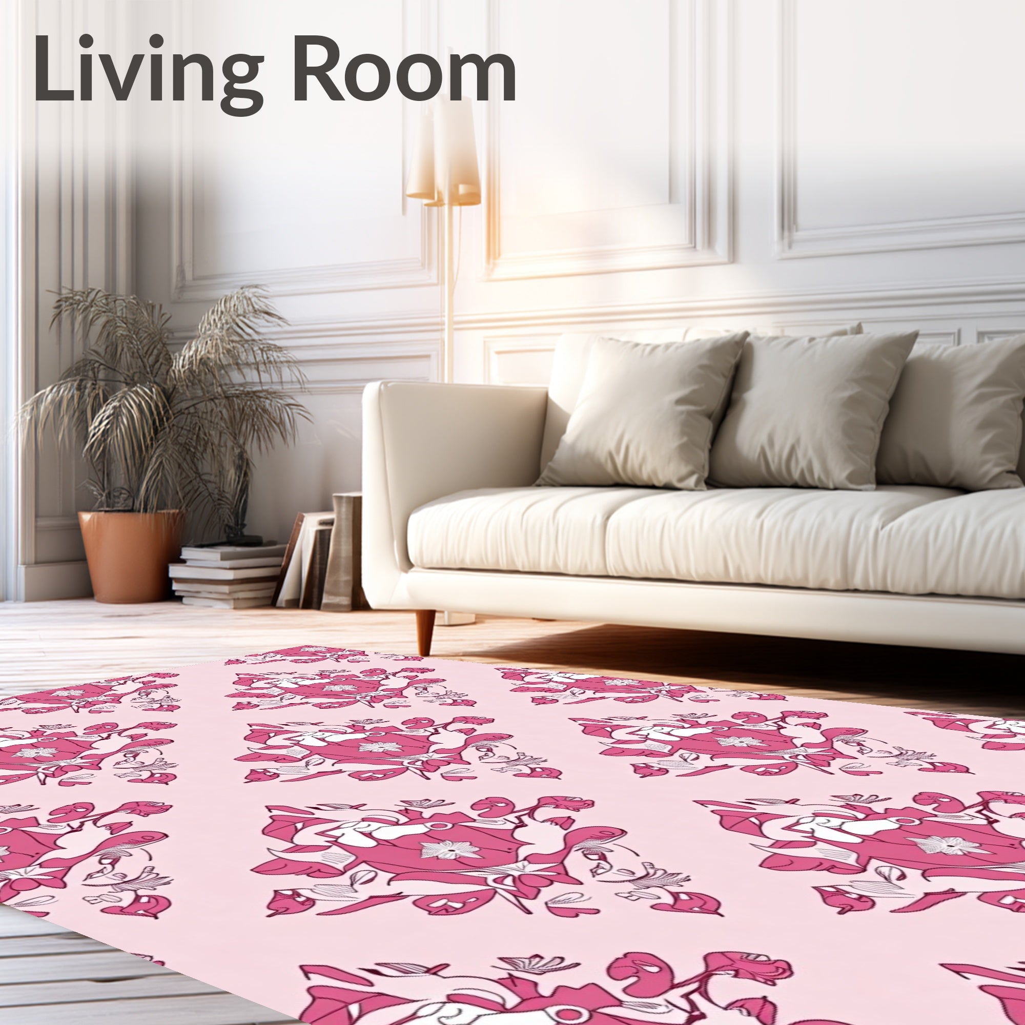 Pink Floral Medallion Repeat Rug
