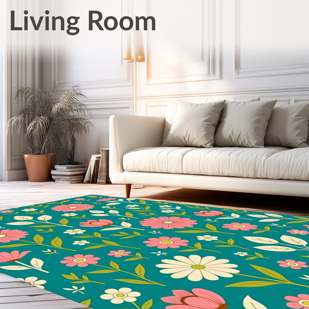 Retro Floral Garden Pattern Design Rug