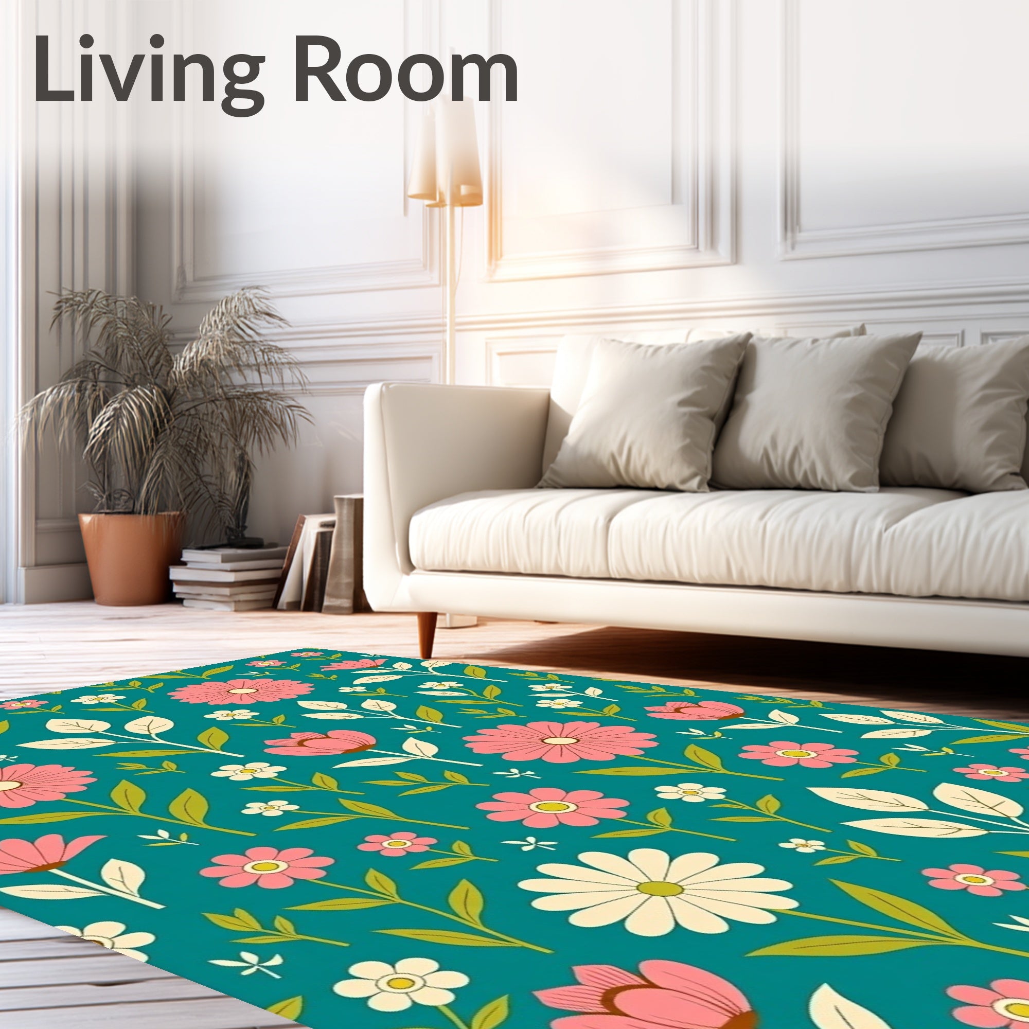 Retro Floral Garden Pattern Design Rug