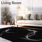 Abstract White Swirls Dark Background Rug