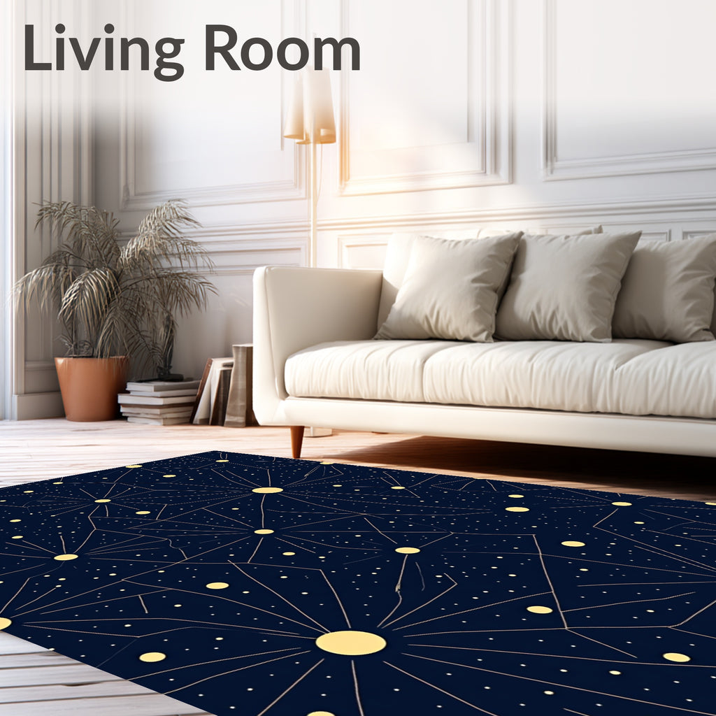 Geometric Starburst Blue Pattern Rug