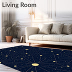 Geometric Starburst Blue Pattern Rug