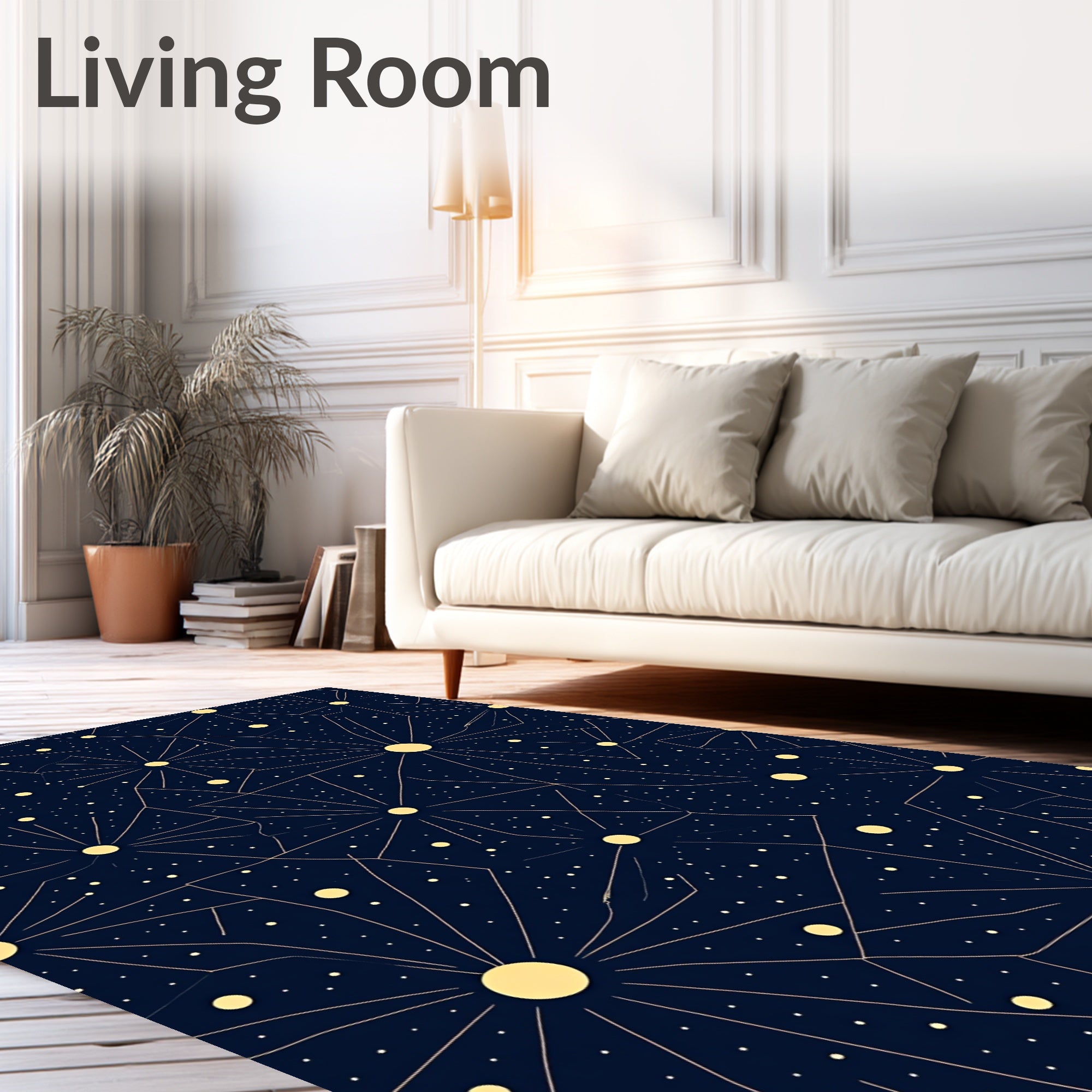Geometric Starburst Blue Pattern Rug