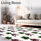 Emerald Green Woodland Tree Arrangement Rug