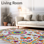 Vibrant Floral Medallion Border Rug