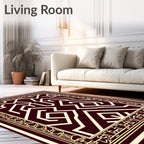 Regal Burgundy Gold Geometric Design Rug