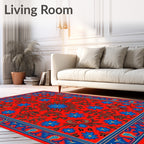 Red Floral Arabesque Patterned Rug