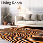 Bold Orange Black Swirl Pattern Rug