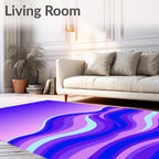 Abstract Wavy Blue Purple Design Rug