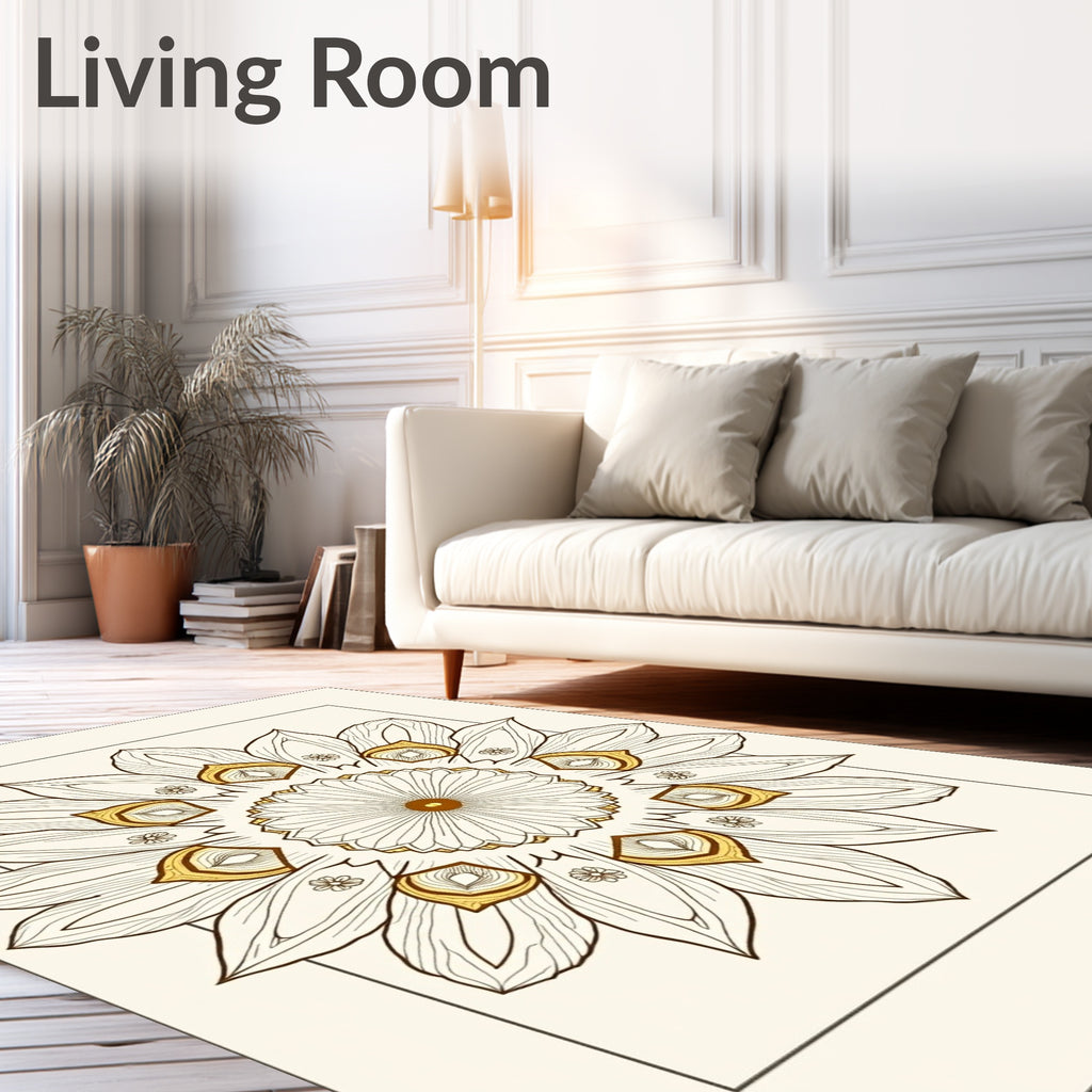 Mandala Floral Outline Abstract Pattern Rug