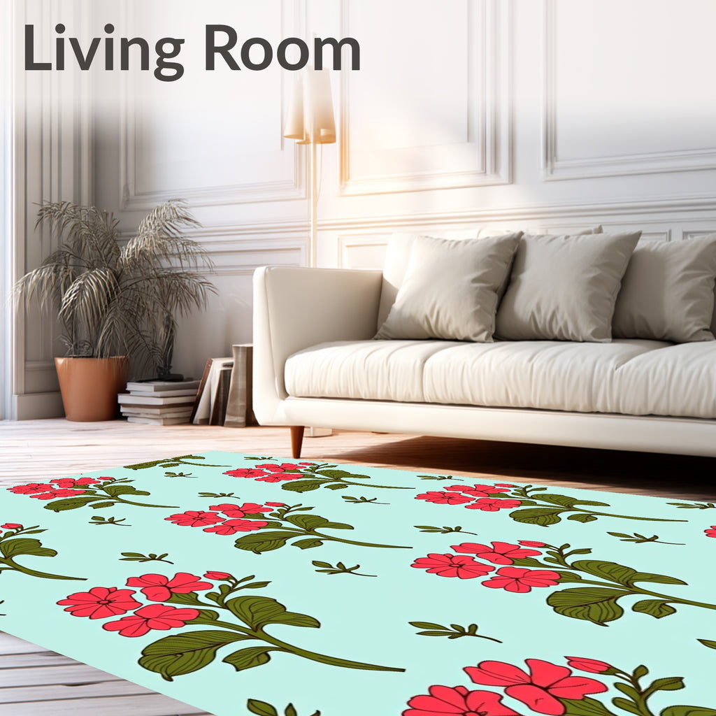 Coral Bloom Floral Pattern Rug