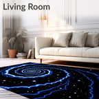 Cosmic Blue Swirl Galaxy Rug