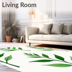 Botanical Branch Pattern On White Background Rug