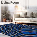 Abstract Blue Gray Swirl Pattern Rug