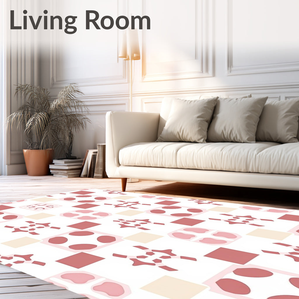 Art Deco Pink Geometric Pattern Rug