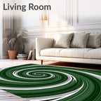 Green Swirl Pattern Design Rug