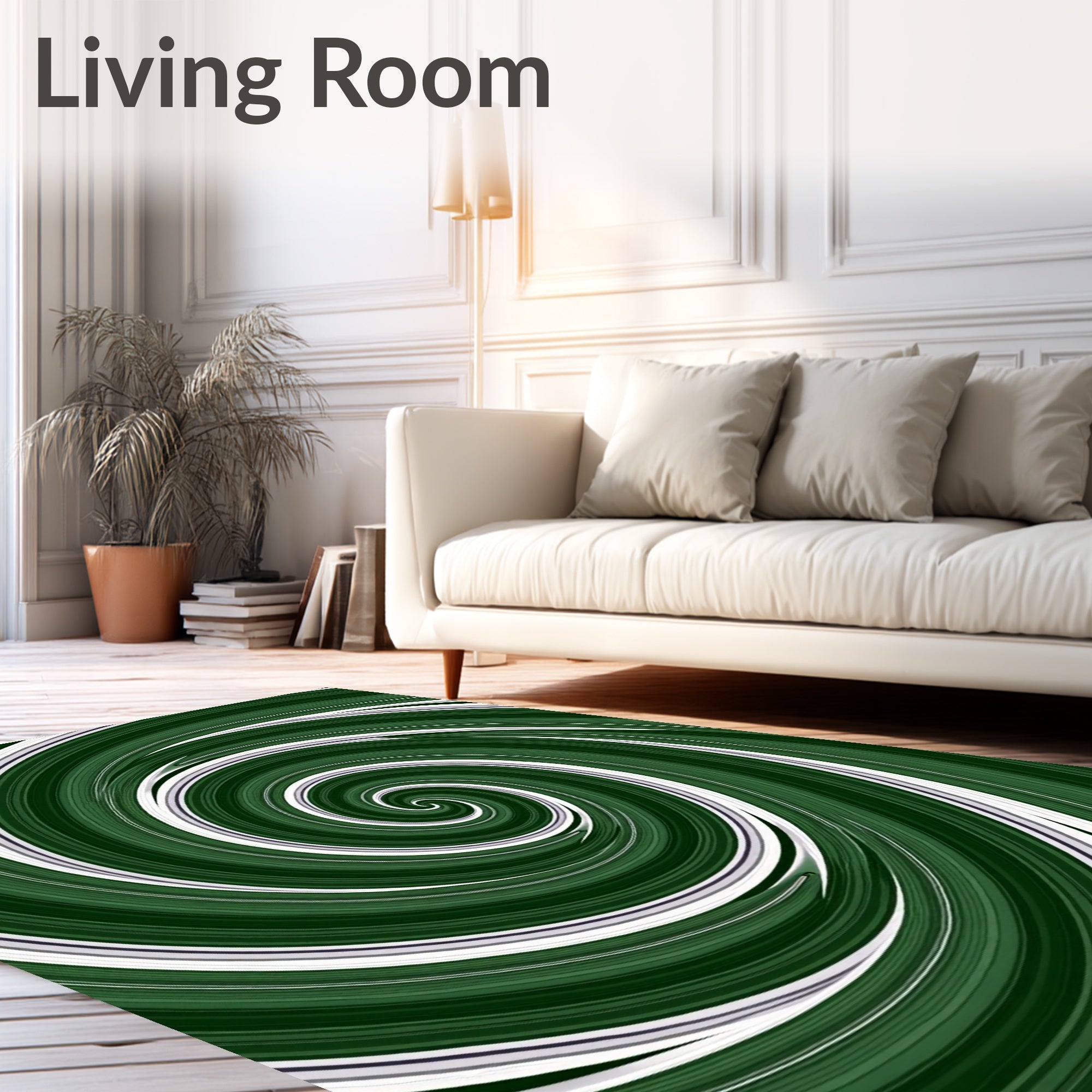 Green Swirl Pattern Design Rug