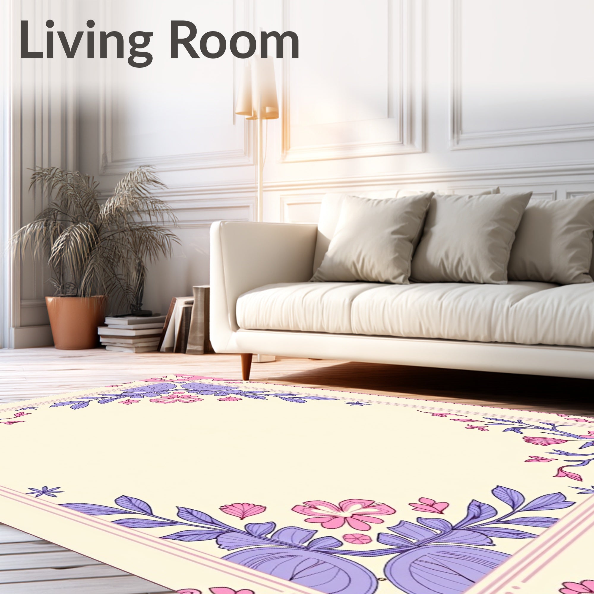 Floral Vines With Pink Lilac Accents Rug
