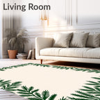 Dark Forest Pine Branches Border Rug
