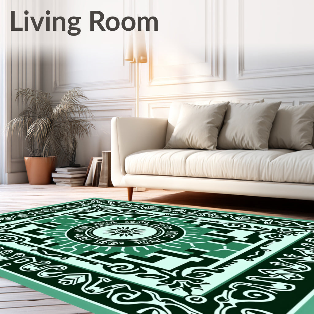 Mandala Geometric Medallion Vine Pattern Rug