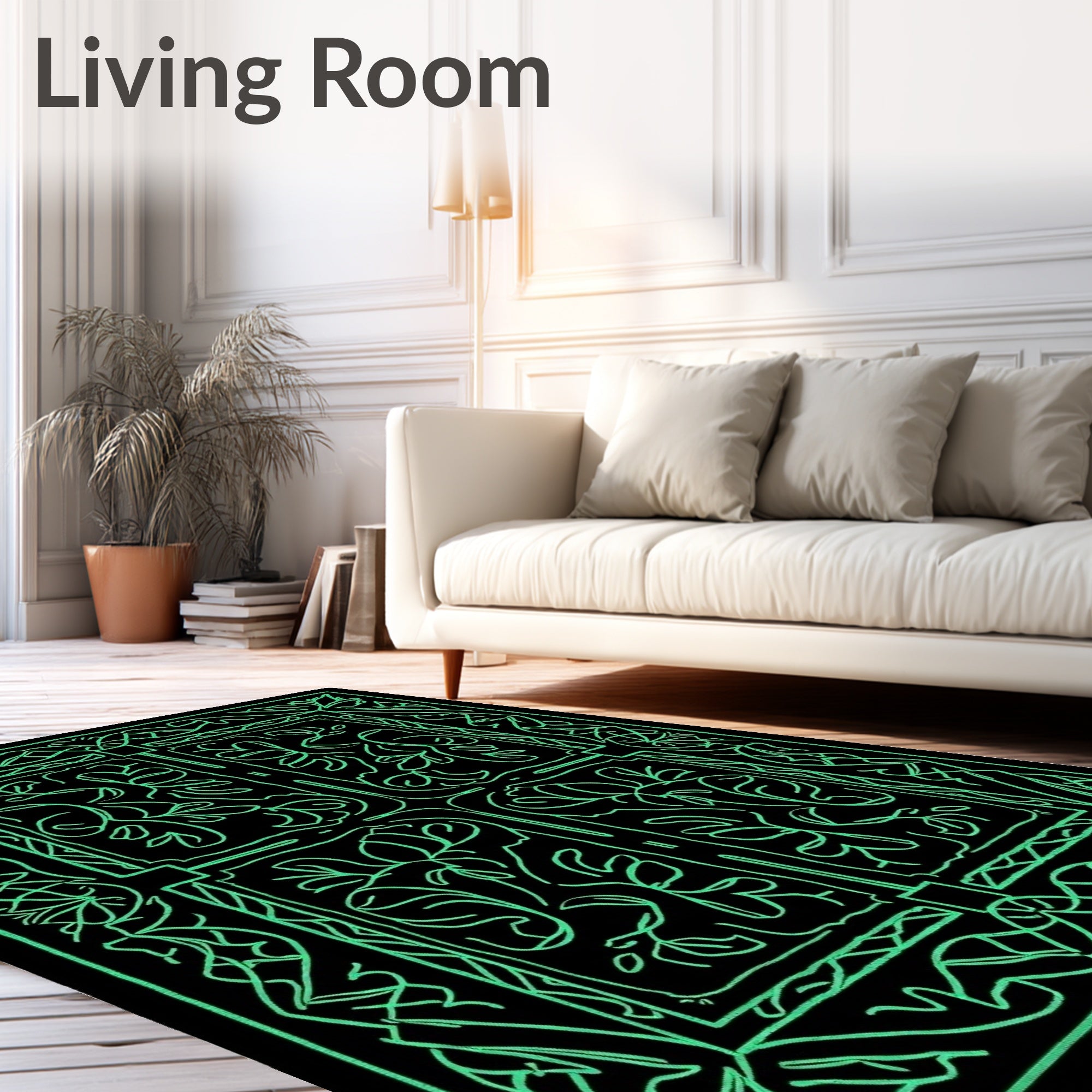 Ornate Floral Vine Abstract Design Rug
