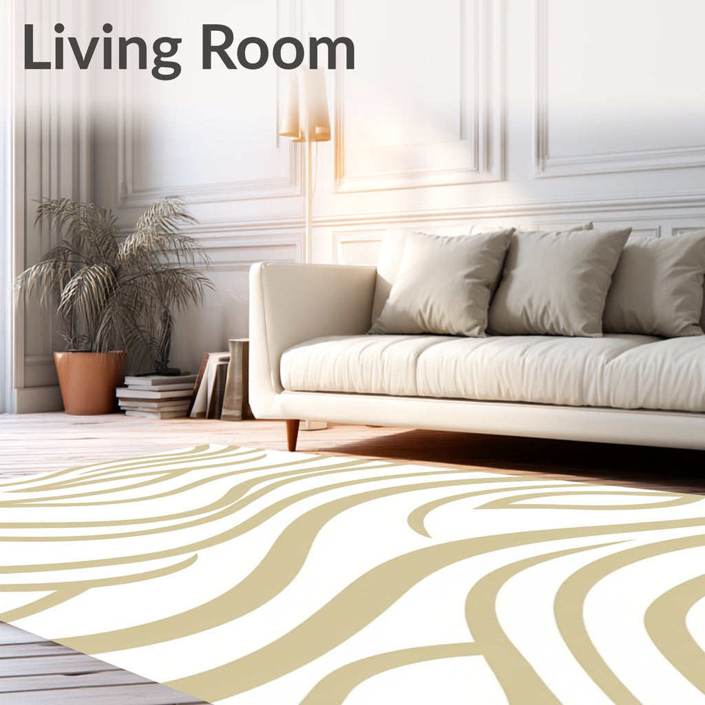 Sandy Beige Wavy Line Pattern Rug