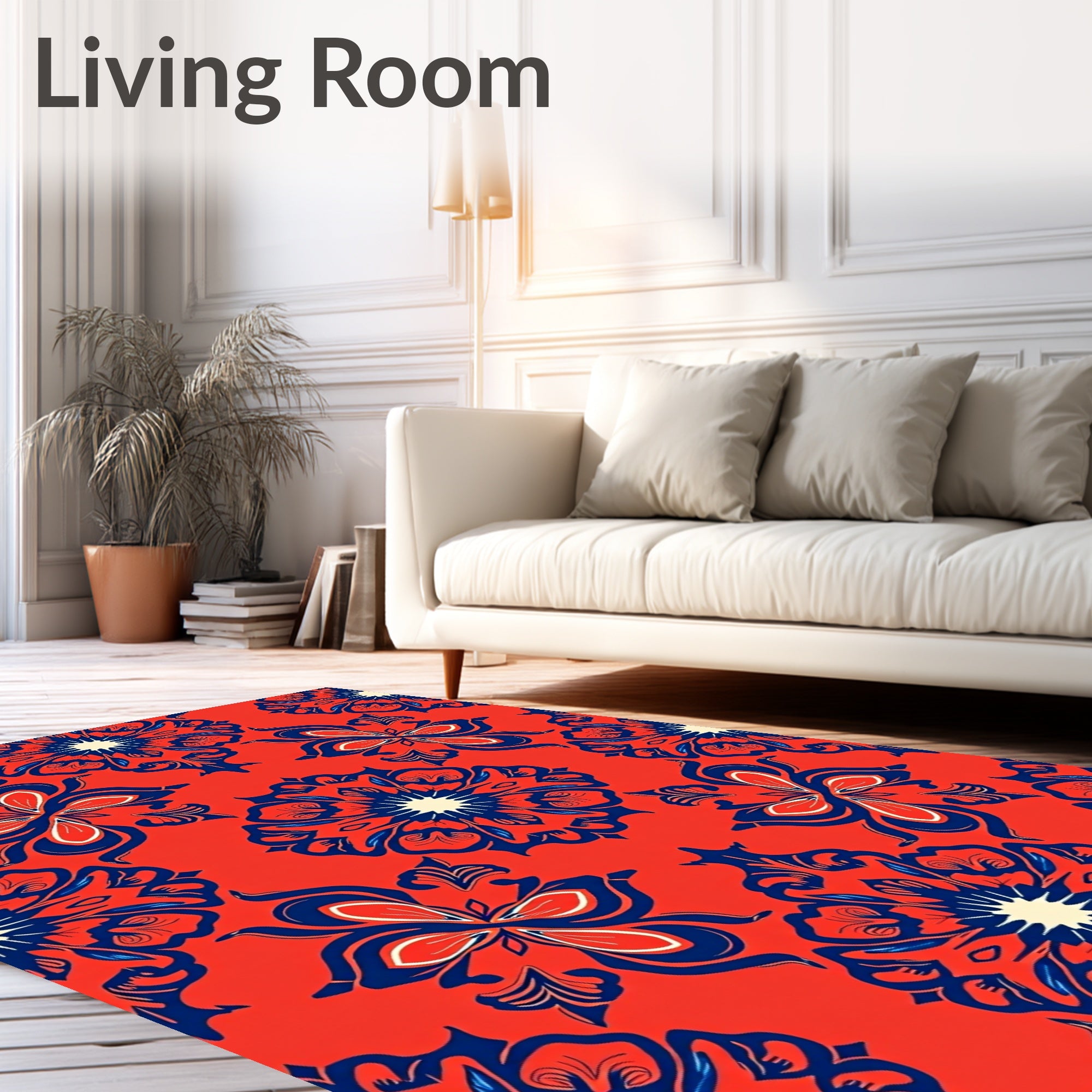 Red Floral Mandala Design Rug