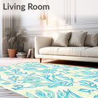 Oceanic Floral Sketch Pattern Rug