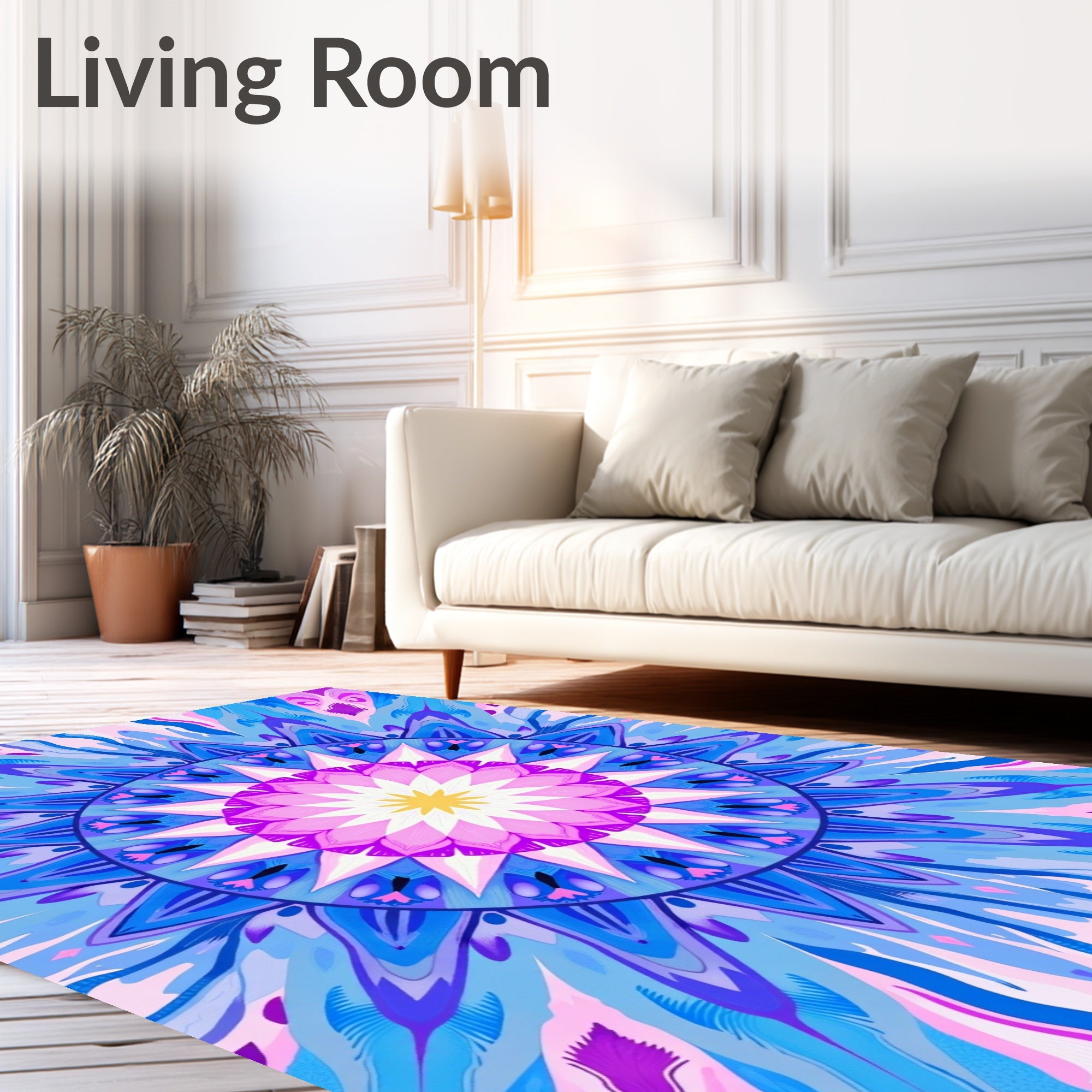 Geometric Mandala With Pink Blue Hues Rug