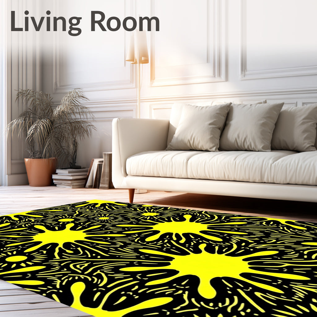 Bright Yellow Splatter Pattern Rug