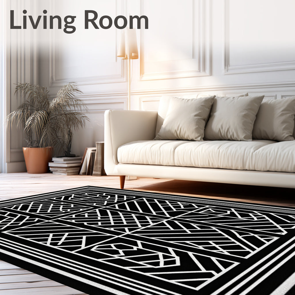 Sharp Geometric Lines Art Deco Design Rug