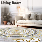 Ornate Gold Gray Mandala Pattern Rug