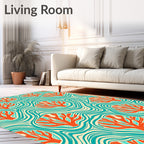 Coral and Wave Abstract Pattern Rug