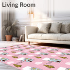Winter Village Snowy House Trees Rug