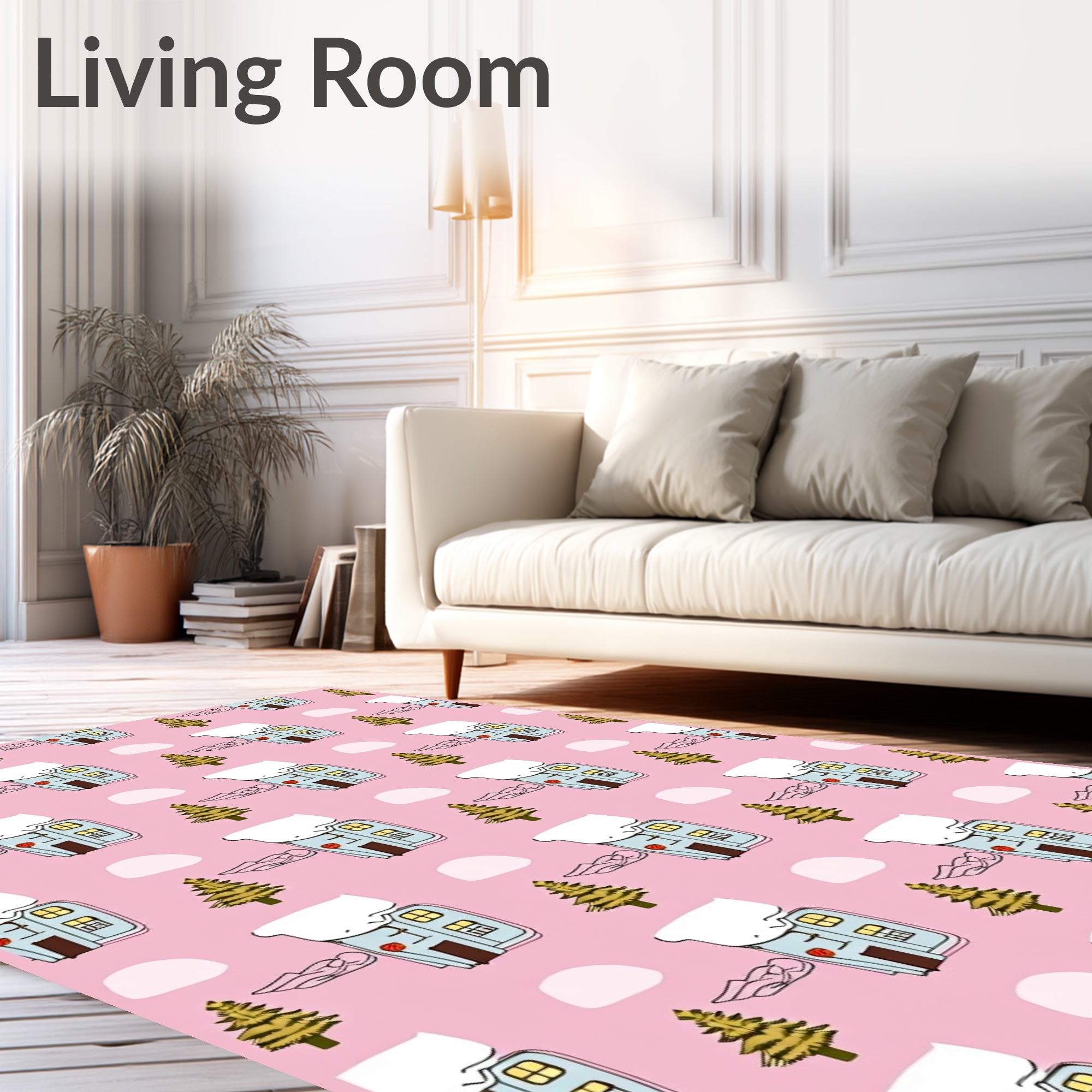 Winter Village Snowy House Trees Rug