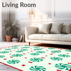 Red Mint Swirl Candy Stars Rug