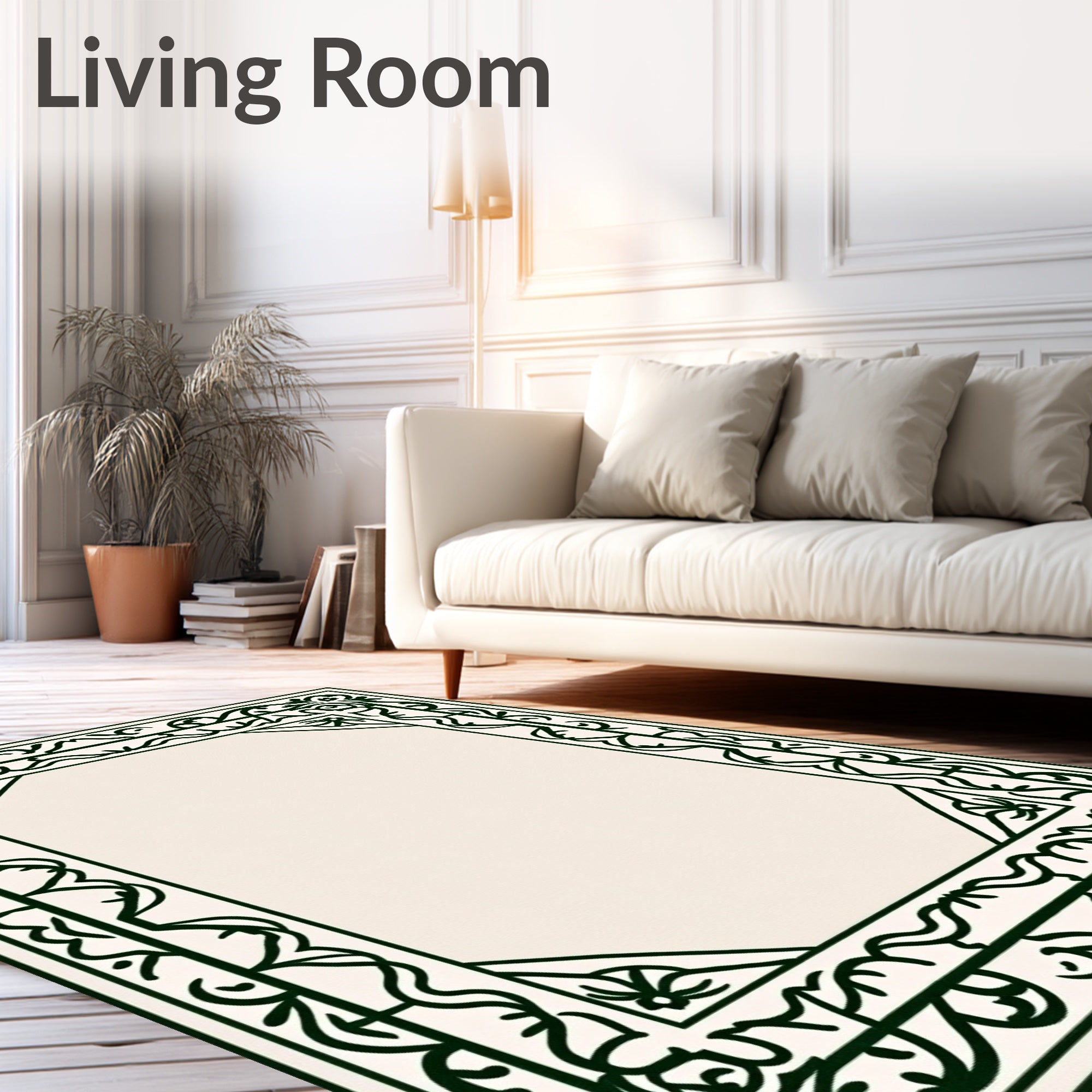 Intricate Scrollwork Botanical Pattern Rug