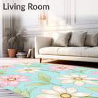 Soft Pink Floral Design Rug