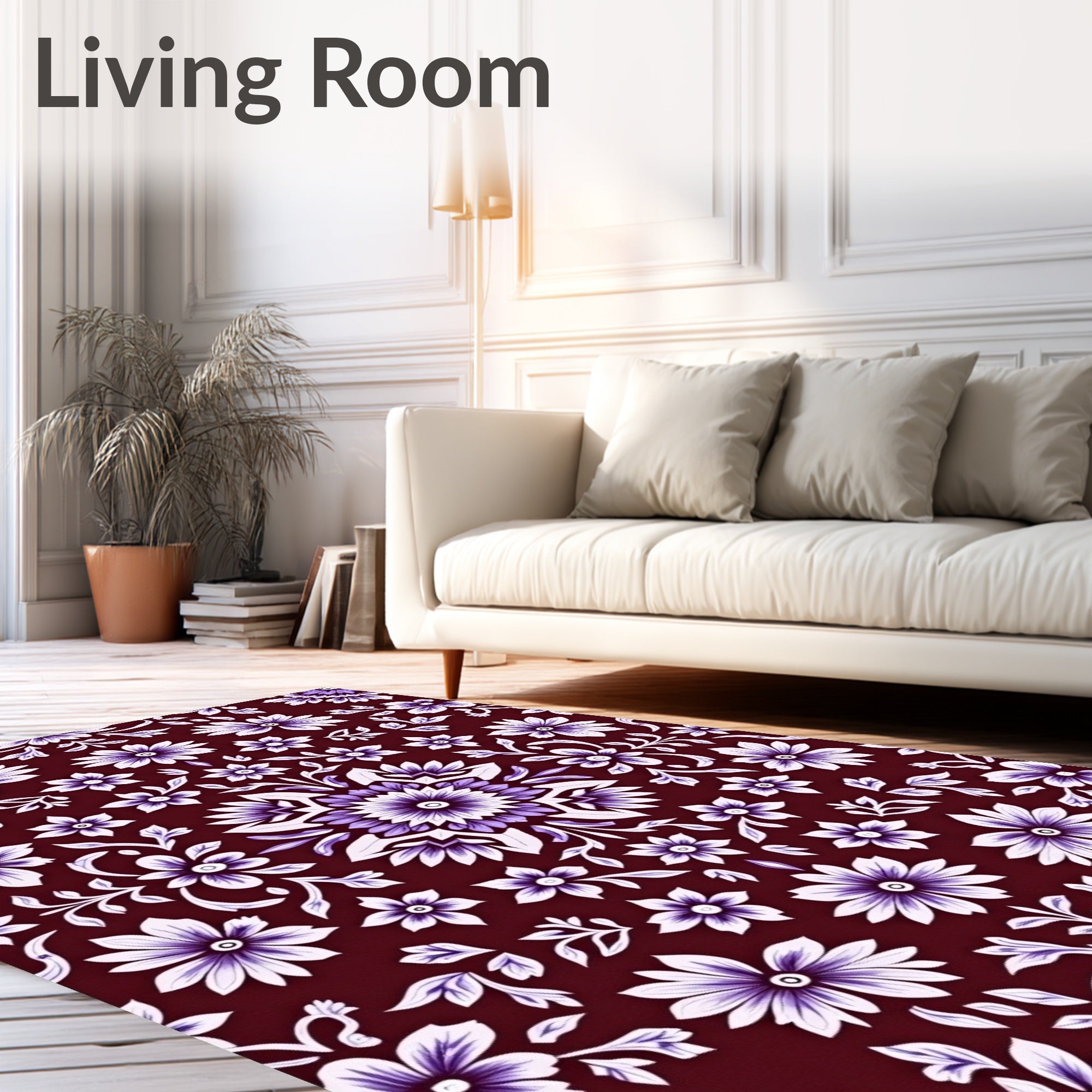 Ornate Floral Mandala Vine Pattern Rug