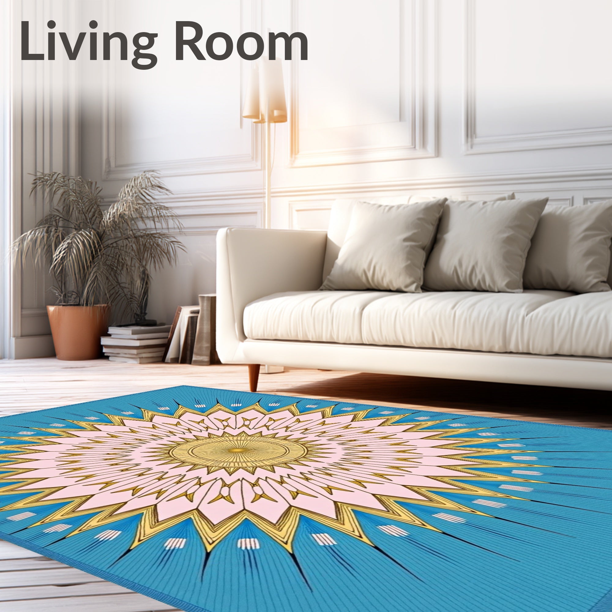 Art Deco Sunburst Mandala Design Rug