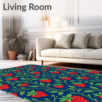 Red Strawberry Floral Vines Rug