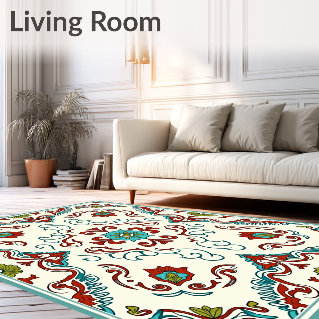 Ornate Floral Medallion Pattern Rug