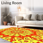 Vibrant Sunburst Mandala Pattern Rug