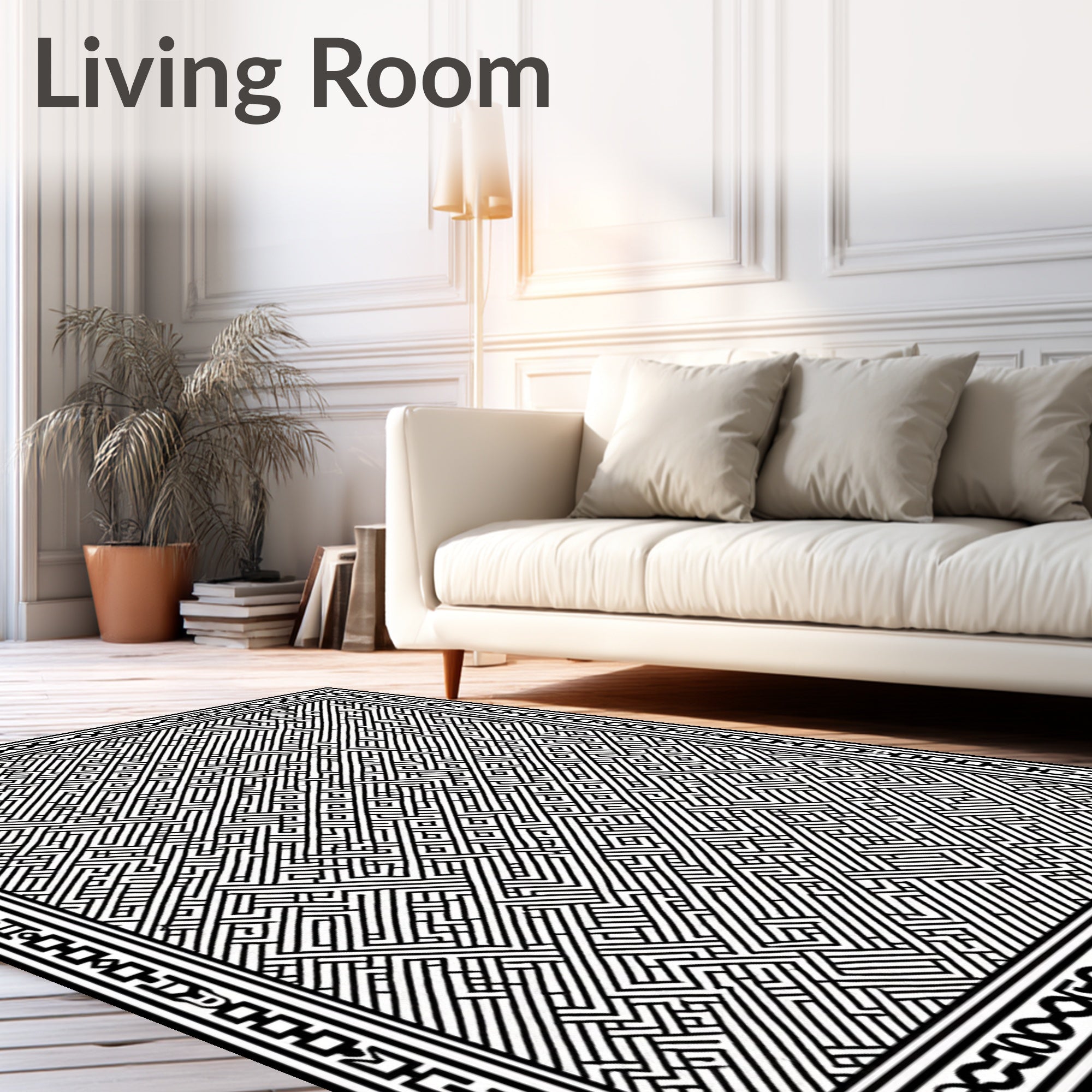 Intricate Geometric Maze Pattern Rug