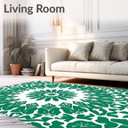 Green Floral Mandala Pattern Rug